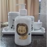 Kit Higiene Bebê Safari 5 Peças - Bandeja, Potes, Porta Álcool e Molhadeira - Tudo Porcelana - 5