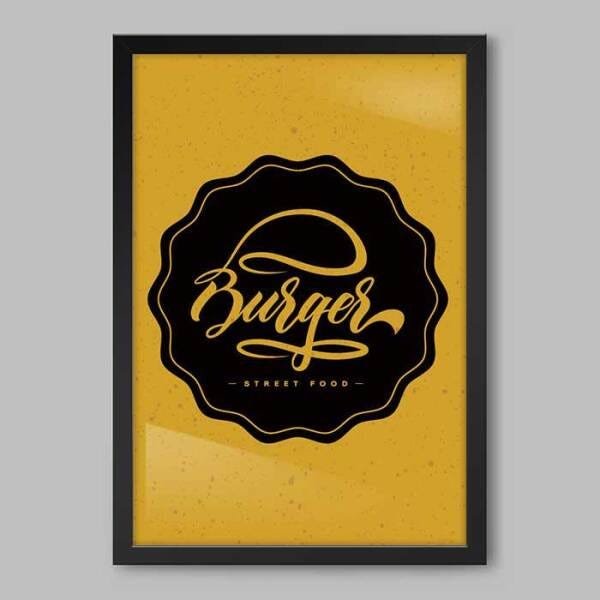 Quadro Cozinha Burger - 20x30cm - Moldura Padrão Preto - 1