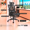 Ver imagem 7 de Cadeira Presidente Titan Ergonômica Tela Mesh Reclinável com Apoio para Pés Preto