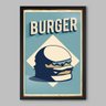 Quadro Cozinha Ilustração Burger - 60x40cm - Moldura Padrão Preto - 1
