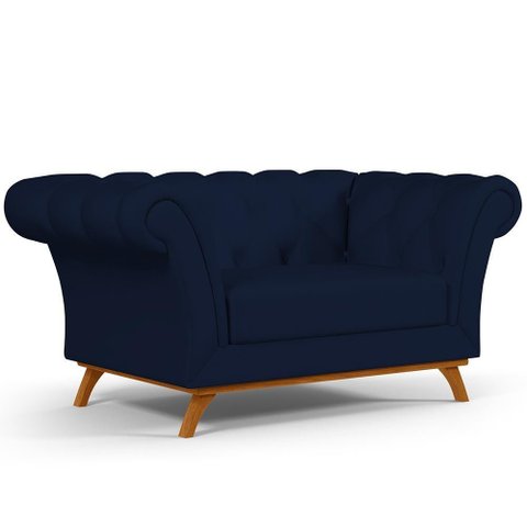 Sofá 2 Lugares Império 150 Cm Veludo Azul Oxford C-304