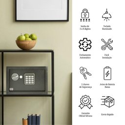 Cofre Com Abertura Digital Secret Plus Grafite - Silvana - 2