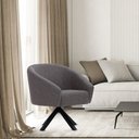 Ver imagem 2 de Poltrona Sala de Estar Mona Giratória Giromad Linho Marrom Acinzentado - Nexta Casa