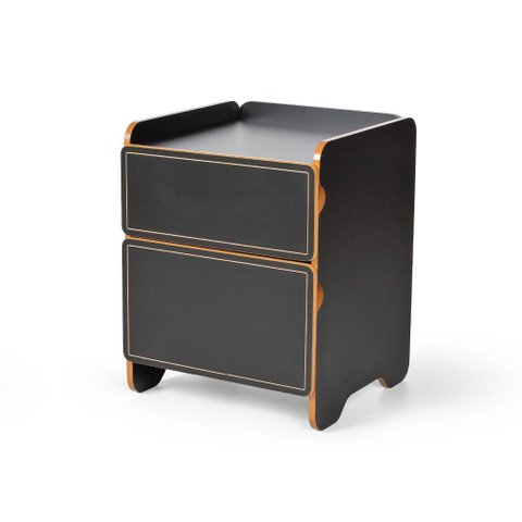 Mesa de Cabeceira 2 Gavetas 45cm Cindy - Preto