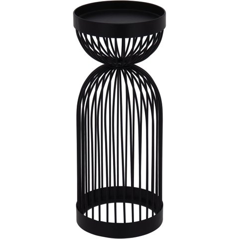 Castiçal Metal 26x10x10cm Preto Decorativo Planta