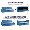 Ver imagem 6 de Sofá Cama Baú Ravello sem Caixa 2,76m Linho Azul 3 Lugares