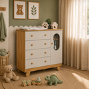 Ver mais imagens de Kit Quarto de Bebê Berço com Cômoda Pingo Off White/Amêndoa
