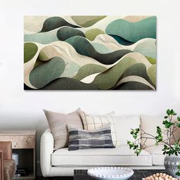 Quadro Decorativo Abstrato Ondas, Tela em Canvas na Horizontal Ideal para Ambiente de Sala de Estar - 2