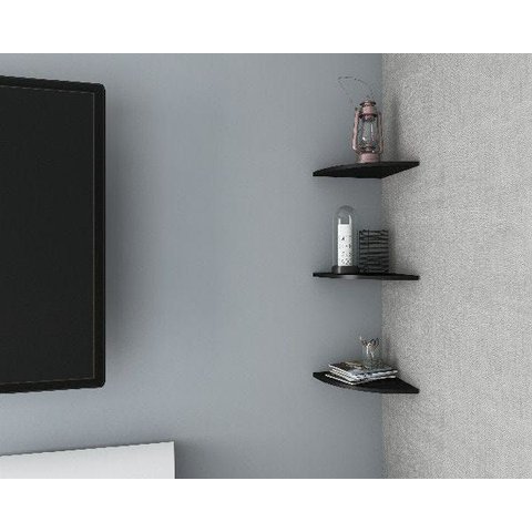 Prateleira/nicho Flutuante 30x30 Cms com Suporte Incluso Decore Prat-canto-25 - Preto