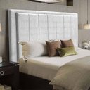 Ver imagem 1 de Cabeceira Opala Cama Box Casal 140cm Linho Cinza Claro