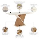 Ver imagem 3 de Mesa de Jantar 6 Lugares 160cm com Vidro Valena Nature/off H02 - Mpozenato