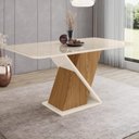 Ver imagem 1 de Mesa de Jantar 6 Lugares 160cm com Vidro Valena Nature/off H02 - Mpozenato