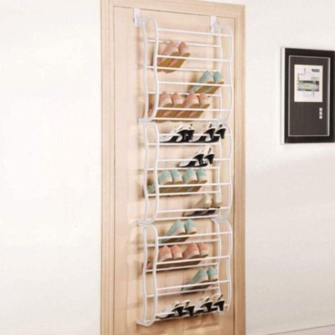 Sapateira Branca Vertical de Parede ou Porta para 36 Pares