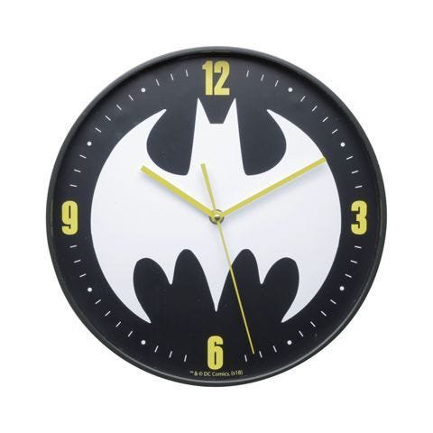 Relógio Parede Plastico Dc Or Batman Logo Preto/Branco 31,5x4x31,5cm