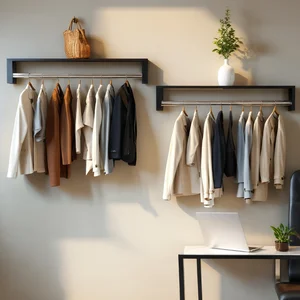 Kit 2 Cabideiros de Parede Arara Suspensa Pendurador de Roupa