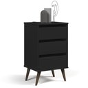 Ver imagem 1 de Mesa de Cabeceira Retrô Wood 3 Gavetas Preto – EJ Móveis
