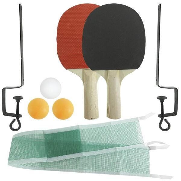 Kit Tênis Mesa Ping Pong 2 Raquetes 3 Bolinhas + Rede