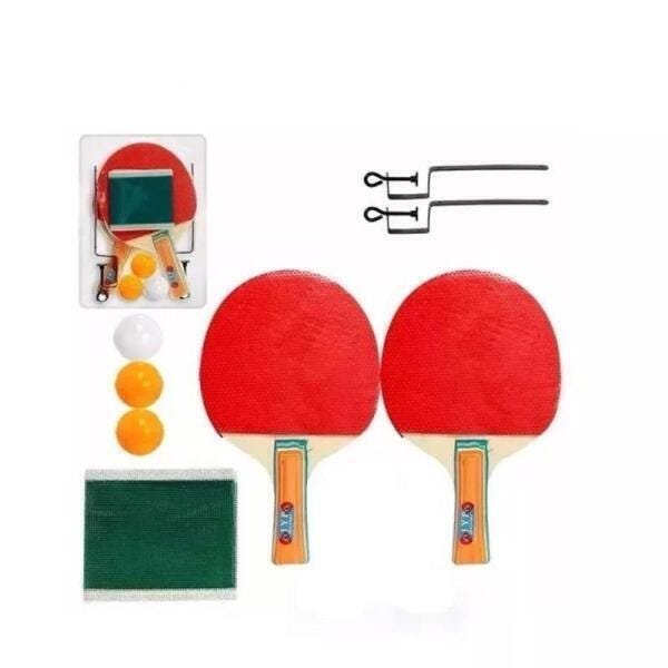 Kit Ping Pong 2 Raquetes 3 Bolas Rede Suporte M888 - 3