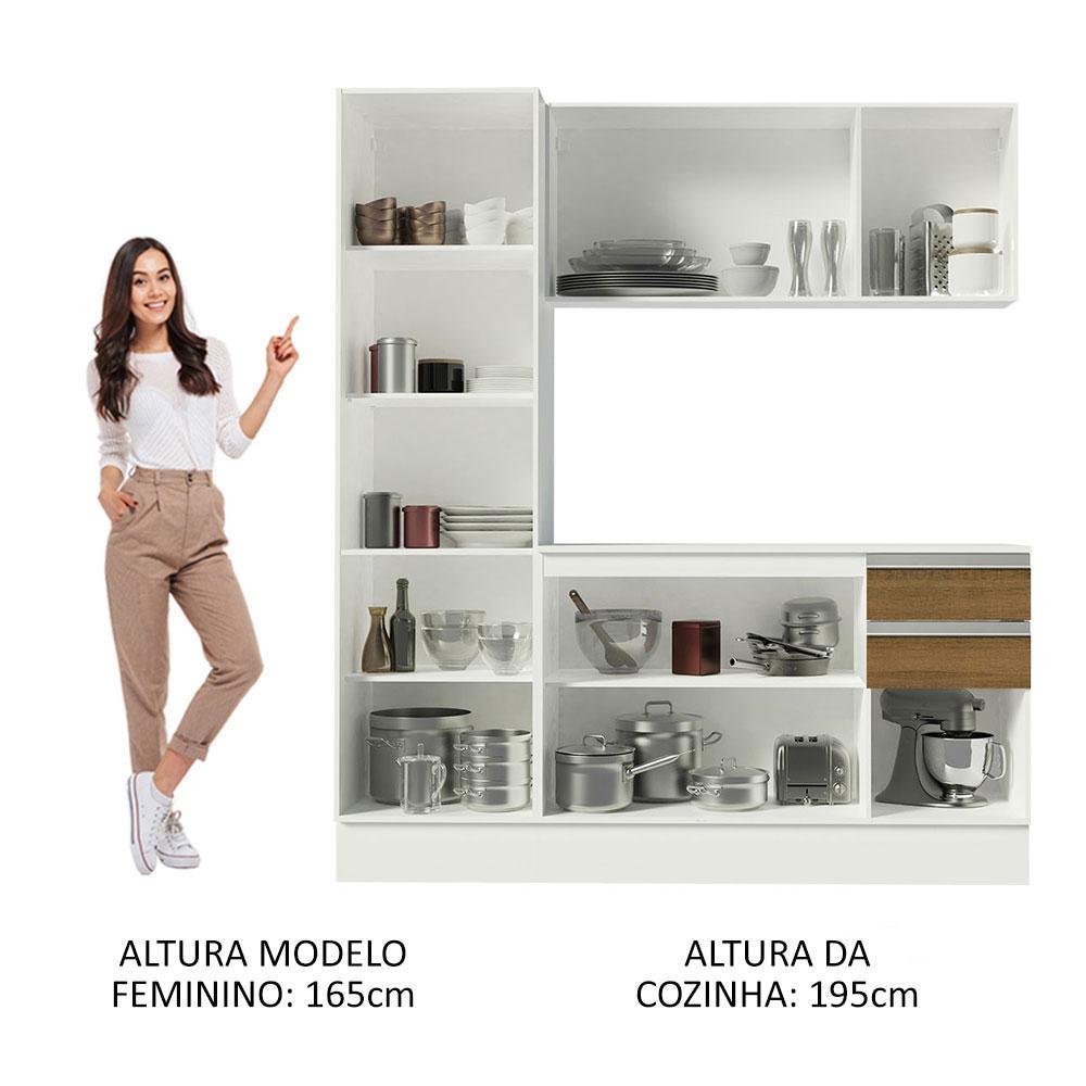 Armário de Cozinha Compacta 100% MDF 170 cm Branco/Rustic/Crema Smart Madesa 01 - 6