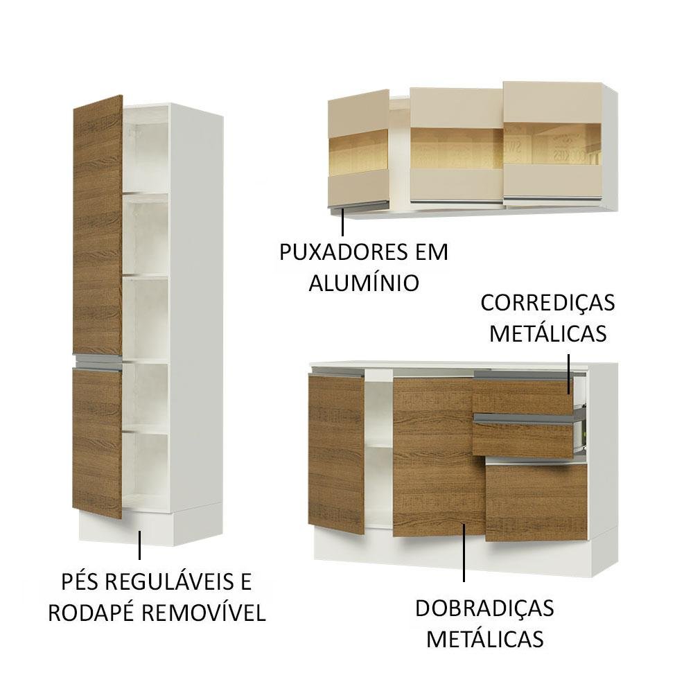 Armário de Cozinha Compacta 100% MDF 170 cm Branco/Rustic/Crema Smart Madesa 01 - 5