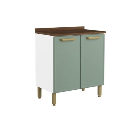Balcão de Cozinha Bella 1 Porta C/ Tampo 80cm Verde - Bertolini