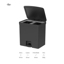 Lixeira de Pedal Trium 20 Litros com Duplo Compartimento ou - 5