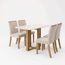 Ver imagem 2 de Conjunto Sala de Jantar Mesa Manu 120cm Tampo MDF Vidro Canto Arredondado 4 Cadeiras Tainá