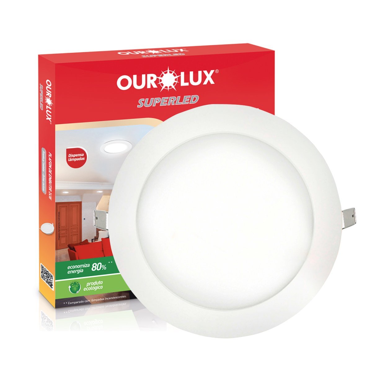 Luminária Plafon Led Embutir Redondo Branco 4000K Ourolux - 3