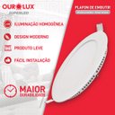 Ver imagem 5 de Luminária Plafon Led Embutir Redondo Branco 4000K Ourolux