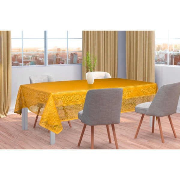 Toalha de Mesa Retangular 6 Lugares em Renda Color Interlar - Amarelo
