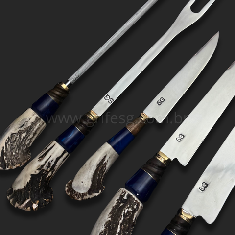 Cepo Premium Sg em Inox e Cabos de Roseta de Cervo
