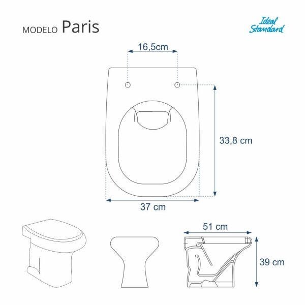 Assento Sanitário MDF Paris Cinza Claro Cromado Tondo - 2