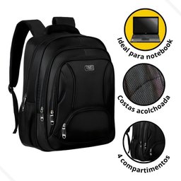 Mochila Masculina Executiva Notebook de 17 Polegadas Grande:preto - 2