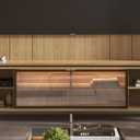 Ver imagem 5 de Estante para TV Home Theater 85" 100% MDF 291cm 2 Cristaleiras Vidro Reflecta LED Interno Carvalho