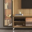 Ver imagem 4 de Estante para TV Home Theater 85" 100% MDF 291cm 2 Cristaleiras Vidro Reflecta LED Interno Carvalho