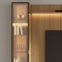 Ver imagem 3 de Estante para TV Home Theater 85" 100% MDF 291cm 2 Cristaleiras Vidro Reflecta LED Interno Carvalho