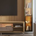 Ver imagem 6 de Estante para TV Home Theater 85" 100% MDF 291cm 2 Cristaleiras Vidro Reflecta LED Interno Carvalho