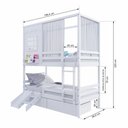 Ver imagem 4 de Beliche Casinha Reta com 02 Gavetas Grade Removível Escorregador e Cortina Madeira Maciça Branco