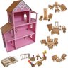 Casa Casinha Polly Pocket Pintada com 27 Móveis ,1 Parque e 1Carro em MDF Cru - 1