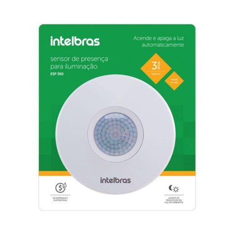 Sensor de Presença Intelbras para Iluminação Espi 360 Bivolt