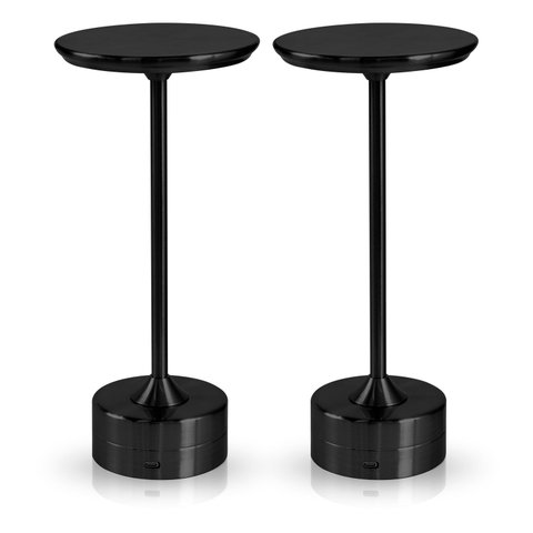 Par 2x Luminária de Mesa Touch Candeeiro Led sem Fio Recarregável Grande - Preta