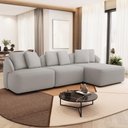 Ver imagem 1 de Sofá 4 Lugares com Chaise Direito Sala Living 288cm Arlo F04 Linho Cru - Lyam Decor