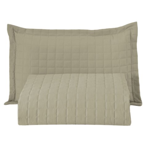 Kit Cobre Leito Colcha Monaco Solteiro Dupla Face 2 Peças - Cáqui