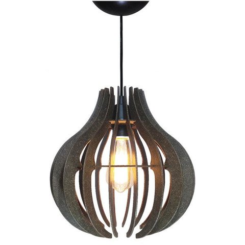 Lustre Luminária Pendente Utron Ana Maria Esfera 3d 30cm E27 - Madeira