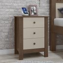 Ver imagem 2 de Mesa de Cabeceira Maggiore 3 Gavetas Imbuia/Off White - Móveis Lopas