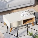 Ver imagem 2 de Mesa de Centro Jeri Ripada Off White/Freijó - PR Móveis