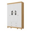 Ver imagem 2 de Guarda-roupa Infantil 122cm com Vidro 4 Portas e 2 Gavetas Nina Multimóveis Mp4504 Madeirado/branco