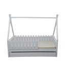 Ver imagem 1 de Bicama Solteirão Cabana Montessoriana Madeira Maciça Pinus - Branco - Grade Cercadinho Completa