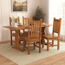 Ver imagem 1 de Conjunto Mesa 120cm x 80cm c/4 Cadeiras Assento Maciço Germany Madeira Maciça Marrom/Mogno Mel