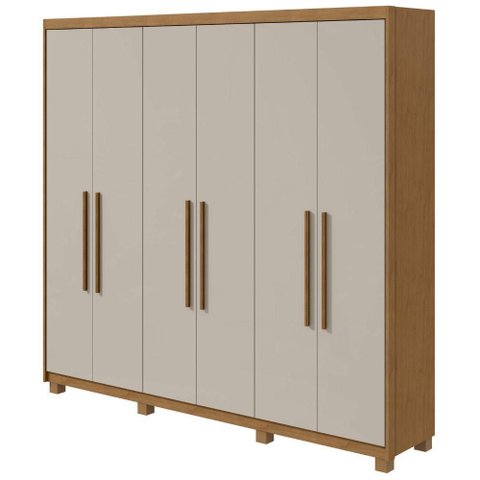 Guarda Roupa Casal 6 Portas Áries Lopas Amêndoa e Off White